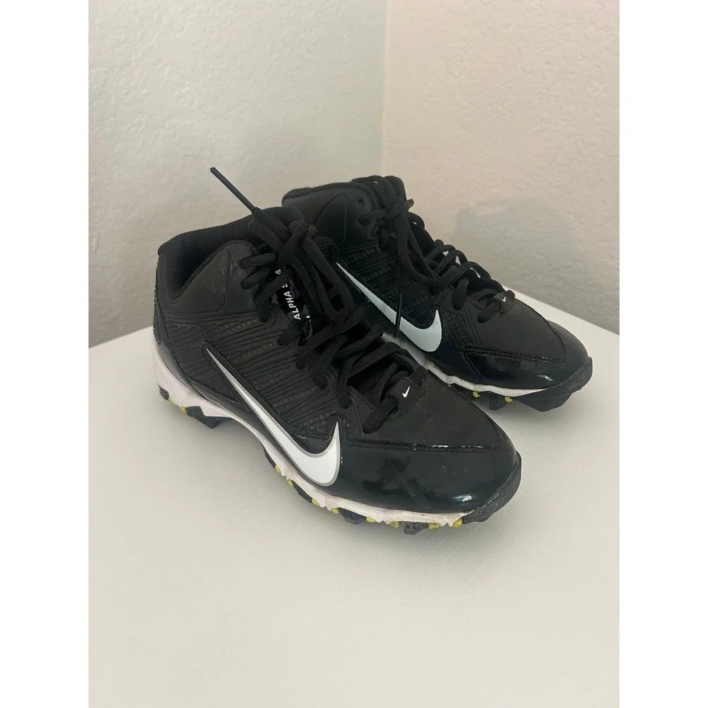 Nike Alpha Shark Youth Kids Football Cleats Black & White 1.5Y